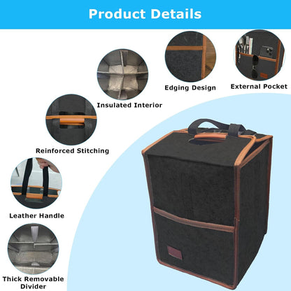 4 Cup Reusable Drink Carrier Portable Insulated Coffee Bags with Handle | Leak-Proof Drink Bags for Car Cup Holder with Fixed Dividers, Easy to Clean&Foldable for Food Delivery, Travel, Picnic Party