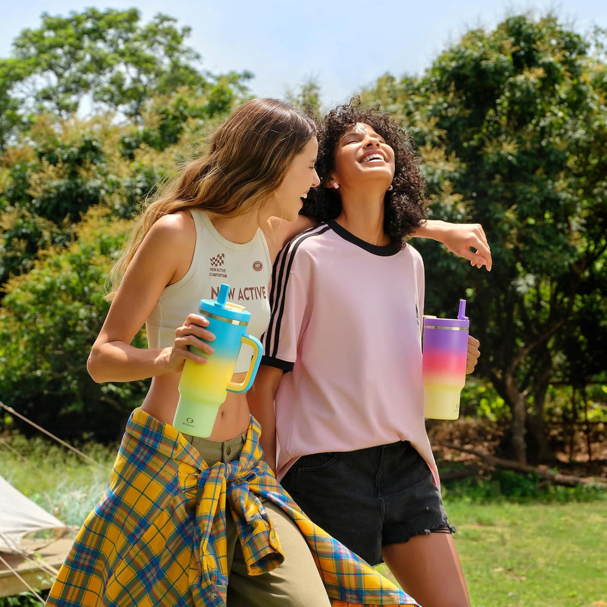 40 oz Tumbler with Handle and Straw: Stainless Steel Insulated Tumbler Keeps Cold for 24 Hours, Leakproof Travel Cup Fits in Cup Holder and BPA-Free, Cotton Candy