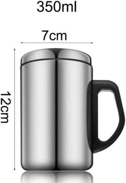 Vacuum Insulated Coffee Travel Mug Stainless Steel Thermal Cup With Wide Handle Secure Lid For Tea Hot Cold Beverages Indoor Outdoor Use 350Ml 500Ml(350ML)