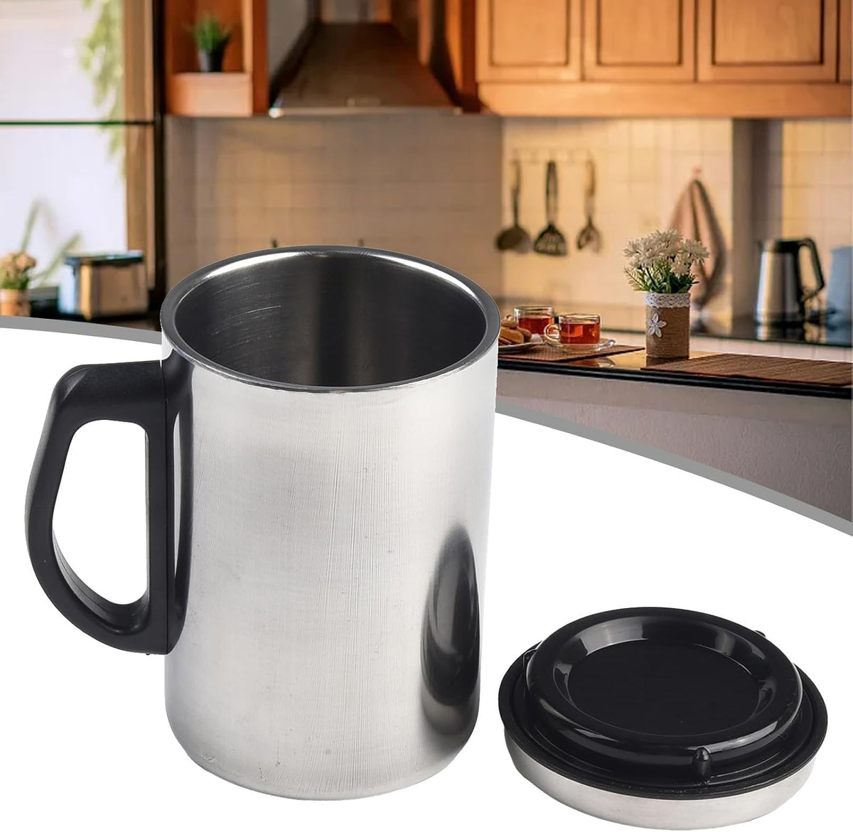 Vacuum Insulated Coffee Travel Mug Stainless Steel Thermal Cup With Wide Handle Secure Lid For Tea Hot Cold Beverages Indoor Outdoor Use 350Ml 500Ml(350ML)