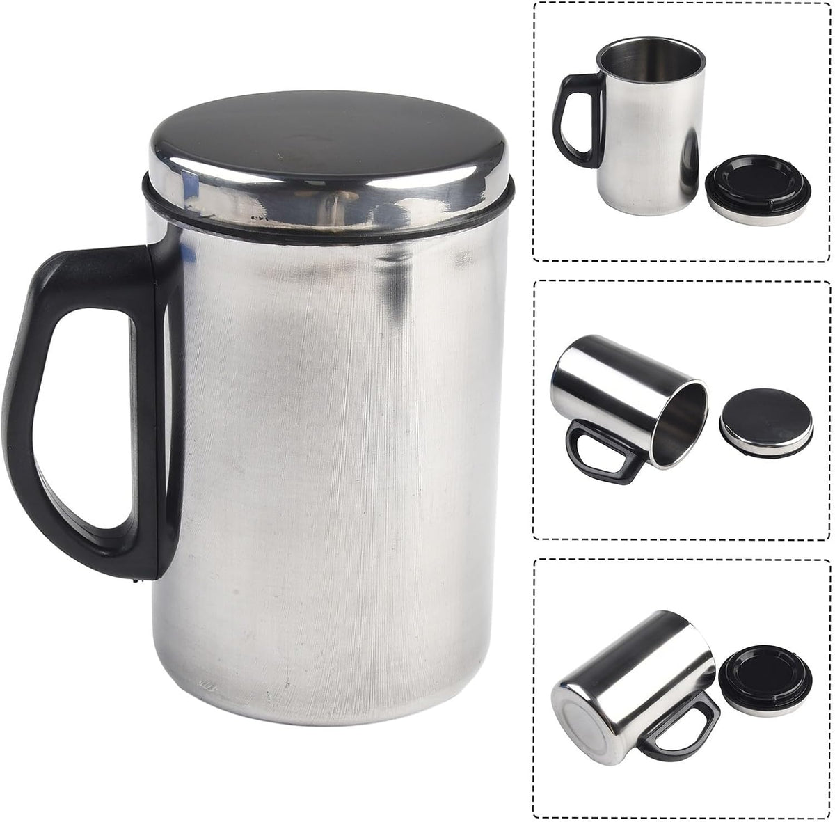 Vacuum Insulated Coffee Travel Mug Stainless Steel Thermal Cup With Wide Handle Secure Lid For Tea Hot Cold Beverages Indoor Outdoor Use 350Ml 500Ml(350ML)
