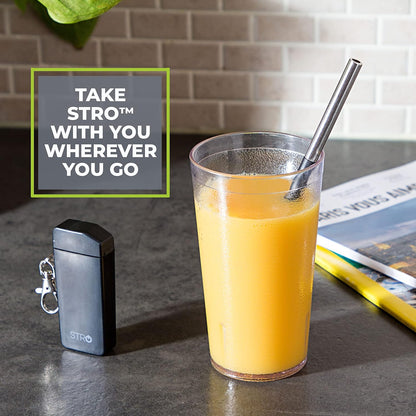 Portable Reusable Metal Straw with Travel Case & Built-in Cleaning Brush, Stainless Steel Straws Drinking Straw for 20 and 30 oz Tumblers, Cans, Bottles, Cups