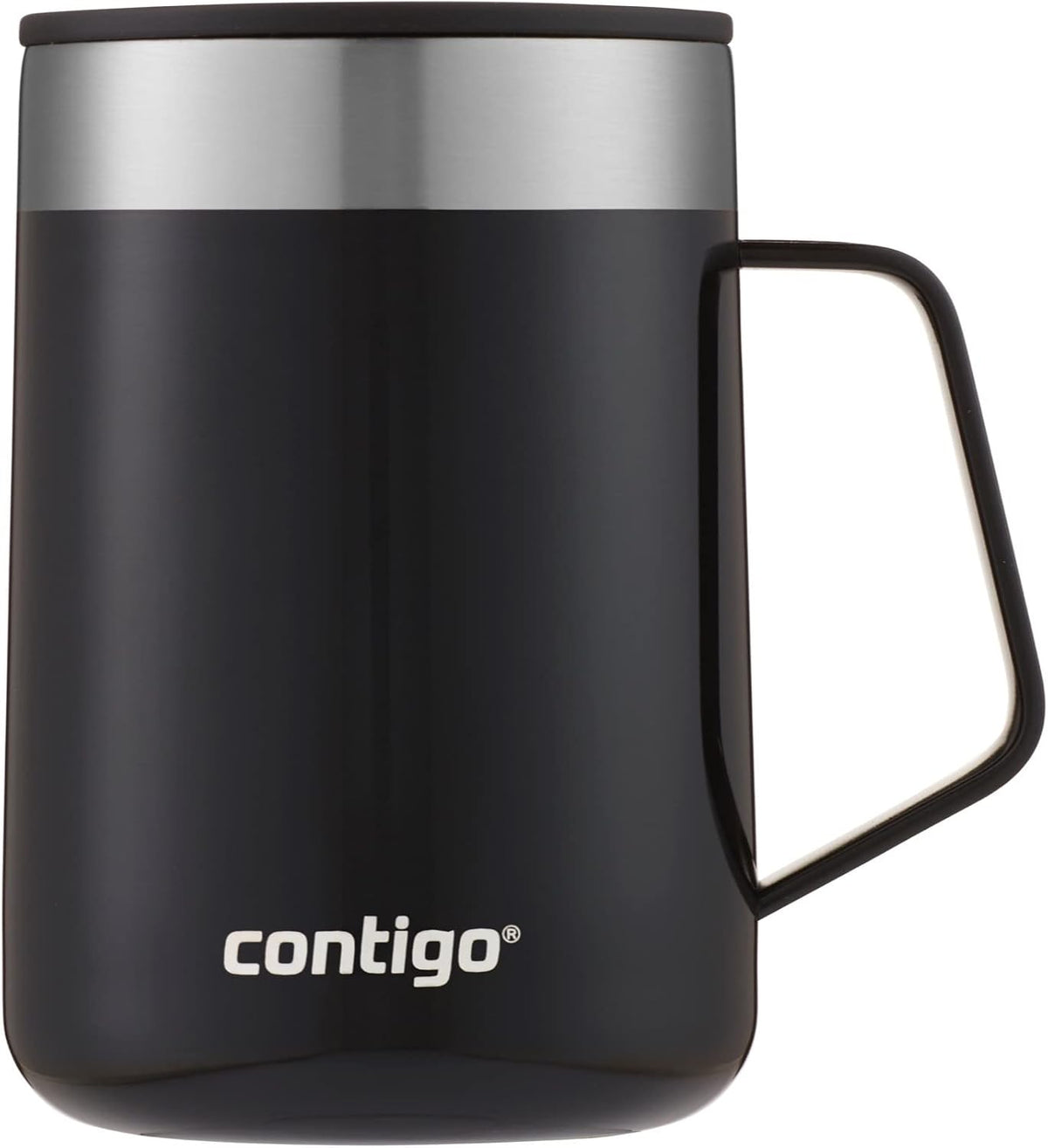 Streeterville Desk Mug, Insulated Coffee Mug with Stainless Steel Handle, Coffee to go Mug with lid, Keeps Coffee and Tea Warm for up to 5 Hours, Ideal for Office & Home, 410 ml