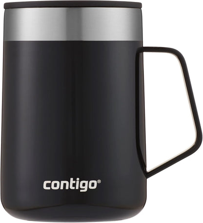 Streeterville Desk Mug, Insulated Coffee Mug with Stainless Steel Handle, Coffee to go Mug with lid, Keeps Coffee and Tea Warm for up to 5 Hours, Ideal for Office & Home, 410 ml