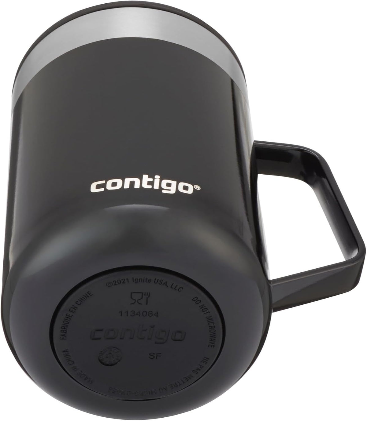 Streeterville Desk Mug, Insulated Coffee Mug with Stainless Steel Handle, Coffee to go Mug with lid, Keeps Coffee and Tea Warm for up to 5 Hours, Ideal for Office & Home, 410 ml
