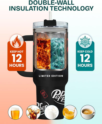 Funny Pickle 40oz Insulated Tumbler With Handle And Straw, Stainless Steel Travel Cup, Laser Pickle Lover Gift, I’m Kind Of A Big Dill Mothers day Gifts