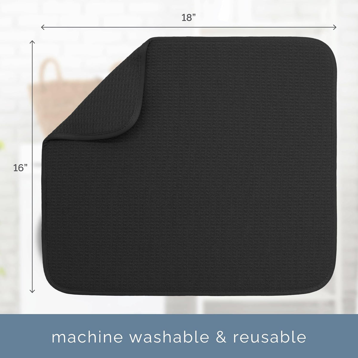 . Dish Drying Mat, 18" x 24", XL, Charcoal Grey