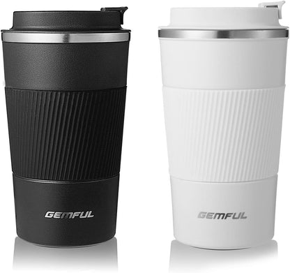 GEMFUL 17oz Coffee Travel Mug Insulated Stainless Steel Tumbler (Black) | Double-wall Vacuum, Leak-proof Lid, for Women/Men/Coffee Lover, Bpa-free,Easy Clean, Hot/cold for Commute/Office/Outdoor/Home