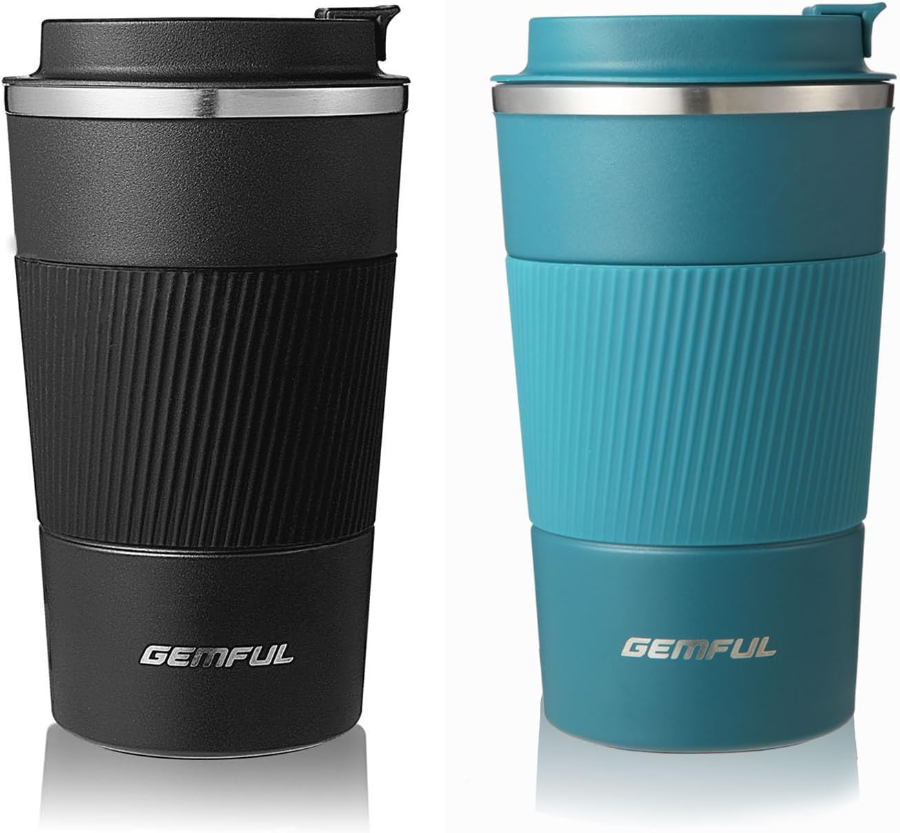 GEMFUL 17oz Coffee Travel Mug Insulated Stainless Steel Tumbler (Black) | Double-wall Vacuum, Leak-proof Lid, for Women/Men/Coffee Lover, Bpa-free,Easy Clean, Hot/cold for Commute/Office/Outdoor/Home