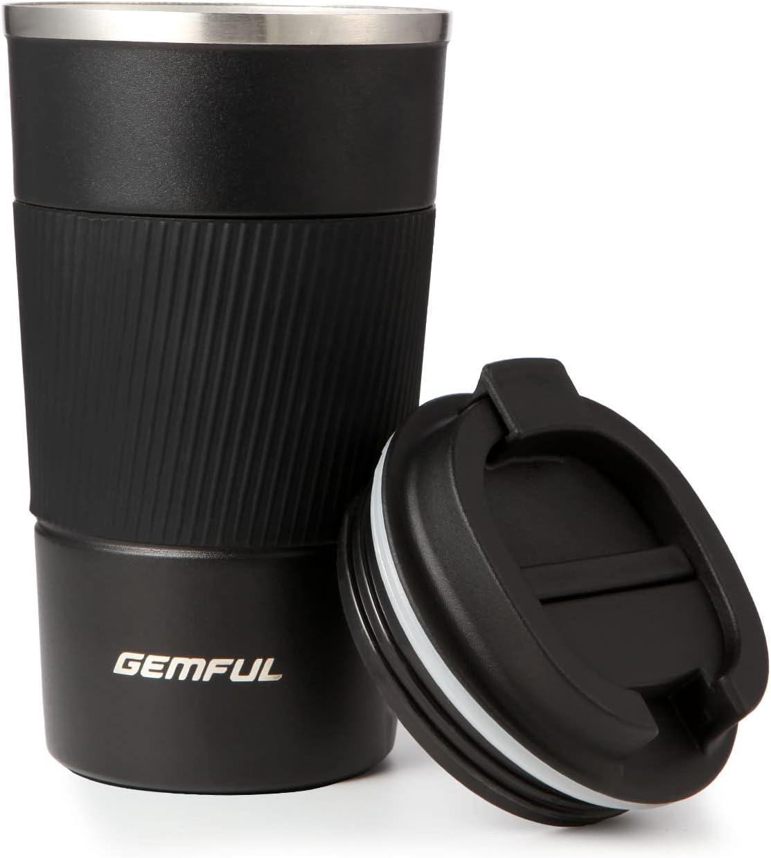 GEMFUL 17oz Coffee Travel Mug Insulated Stainless Steel Tumbler (Black) | Double-wall Vacuum, Leak-proof Lid, for Women/Men/Coffee Lover, Bpa-free,Easy Clean, Hot/cold for Commute/Office/Outdoor/Home