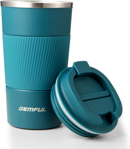GEMFUL 17oz Coffee Travel Mug Insulated Stainless Steel Tumbler (Black) | Double-wall Vacuum, Leak-proof Lid, for Women/Men/Coffee Lover, Bpa-free,Easy Clean, Hot/cold for Commute/Office/Outdoor/Home