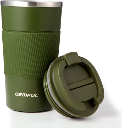 GEMFUL 17oz Coffee Travel Mug Insulated Stainless Steel Tumbler (Black) | Double-wall Vacuum, Leak-proof Lid, for Women/Men/Coffee Lover, Bpa-free,Easy Clean, Hot/cold for Commute/Office/Outdoor/Home
