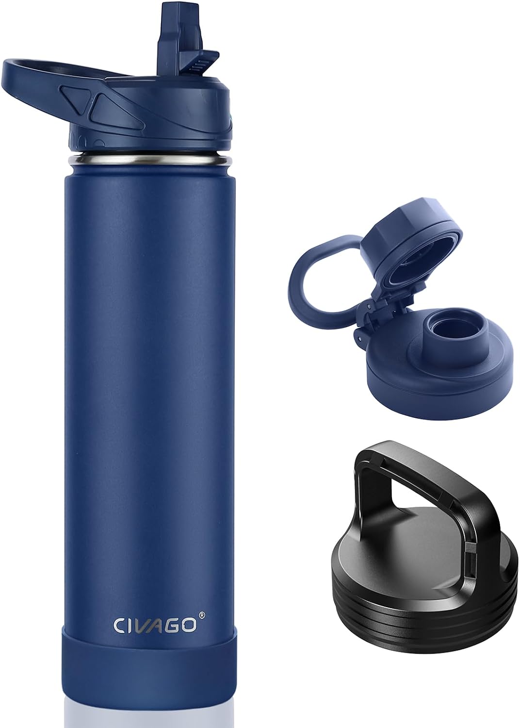 32 oz Insulated Stainless Steel Water Bottle With Straw and 3 Lids