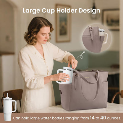 Laptop Tote Bag for Women,Leather Work Computer Briefcase Bag