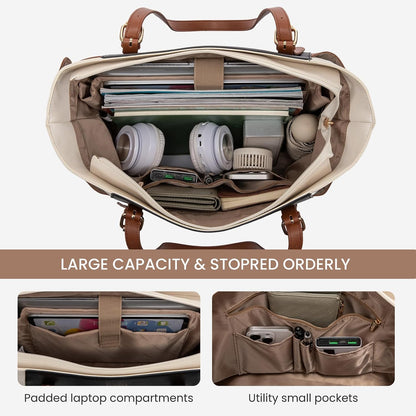 Laptop Tote Bag for Women,Leather Work Computer Briefcase Bag