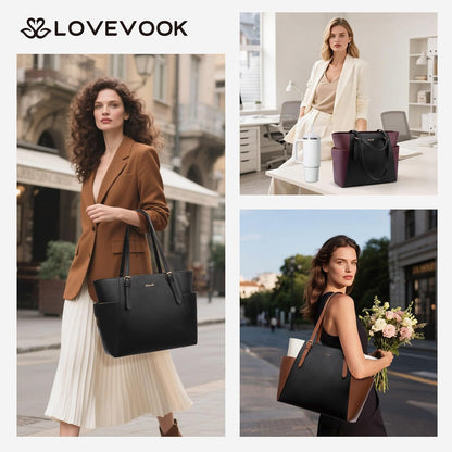 Laptop Tote Bag for Women,Leather Work Computer Briefcase Bag