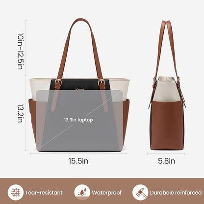 Laptop Tote Bag for Women,Leather Work Computer Briefcase Bag