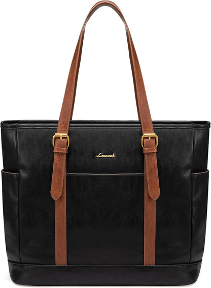 Laptop Tote Bag for Women,Leather Work Computer Briefcase Bag