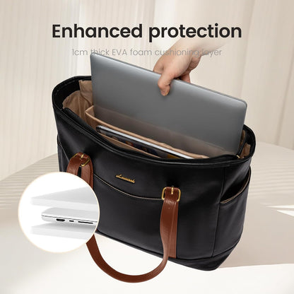 Laptop Tote Bag for Women,Leather Work Computer Briefcase Bag