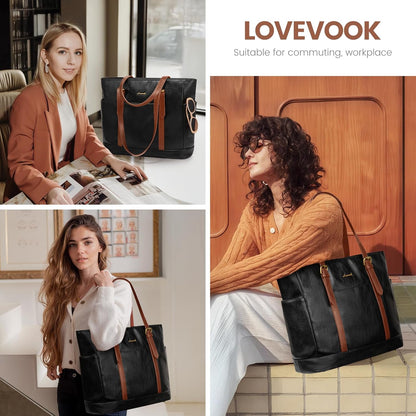 Laptop Tote Bag for Women,Leather Work Computer Briefcase Bag