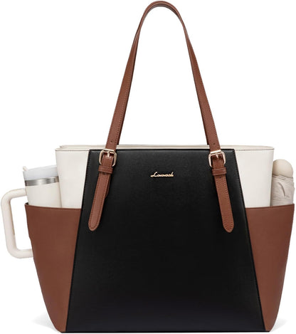 Laptop Tote Bag for Women,Leather Work Computer Briefcase Bag