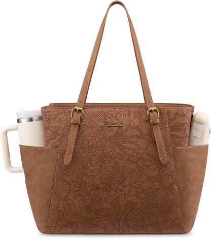 Laptop Tote Bag for Women,Leather Work Computer Briefcase Bag