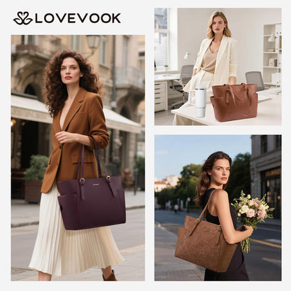 Laptop Tote Bag for Women,Leather Work Computer Briefcase Bag