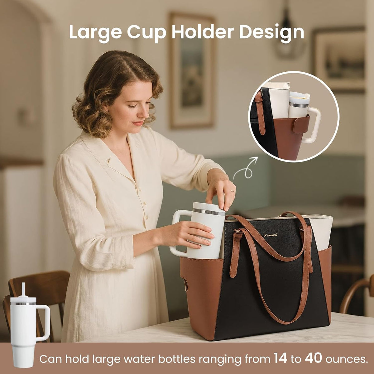 Laptop Tote Bag for Women,Leather Work Computer Briefcase Bag