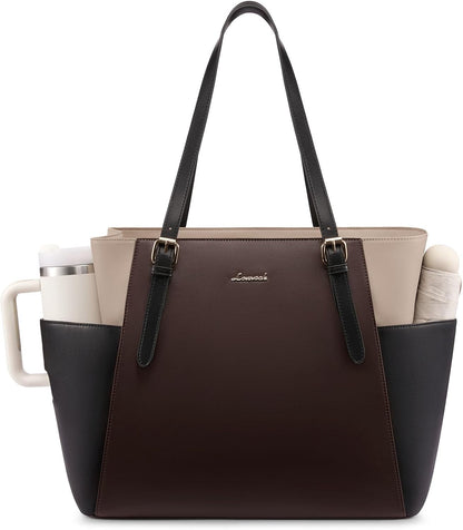 Laptop Tote Bag for Women,Leather Work Computer Briefcase Bag