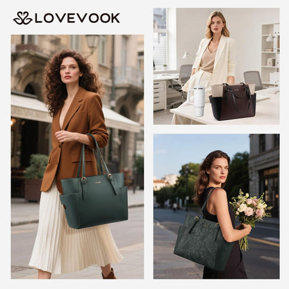 Laptop Tote Bag for Women,Leather Work Computer Briefcase Bag