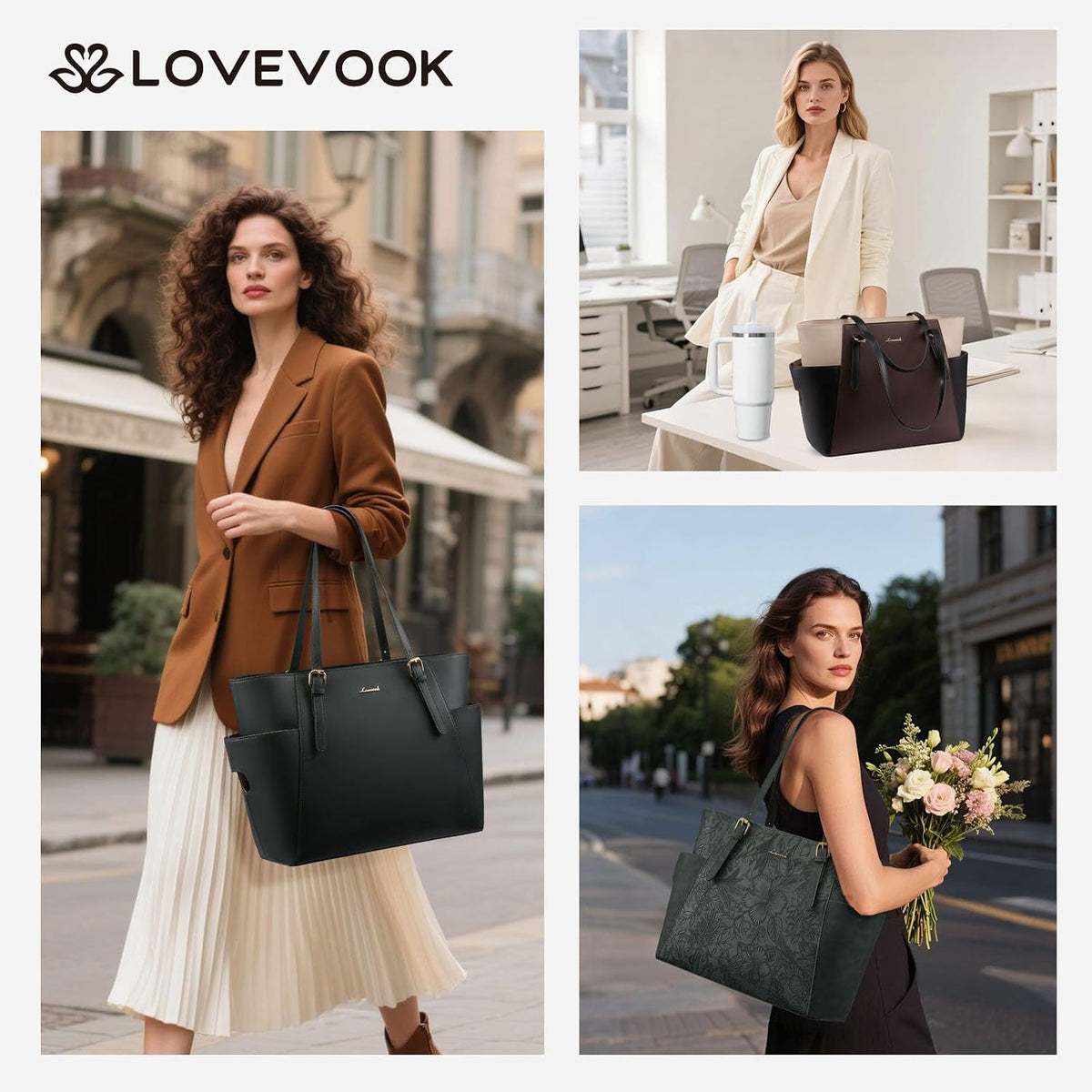 Laptop Tote Bag for Women,Leather Work Computer Briefcase Bag