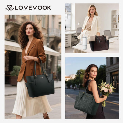 Laptop Tote Bag for Women,Leather Work Computer Briefcase Bag