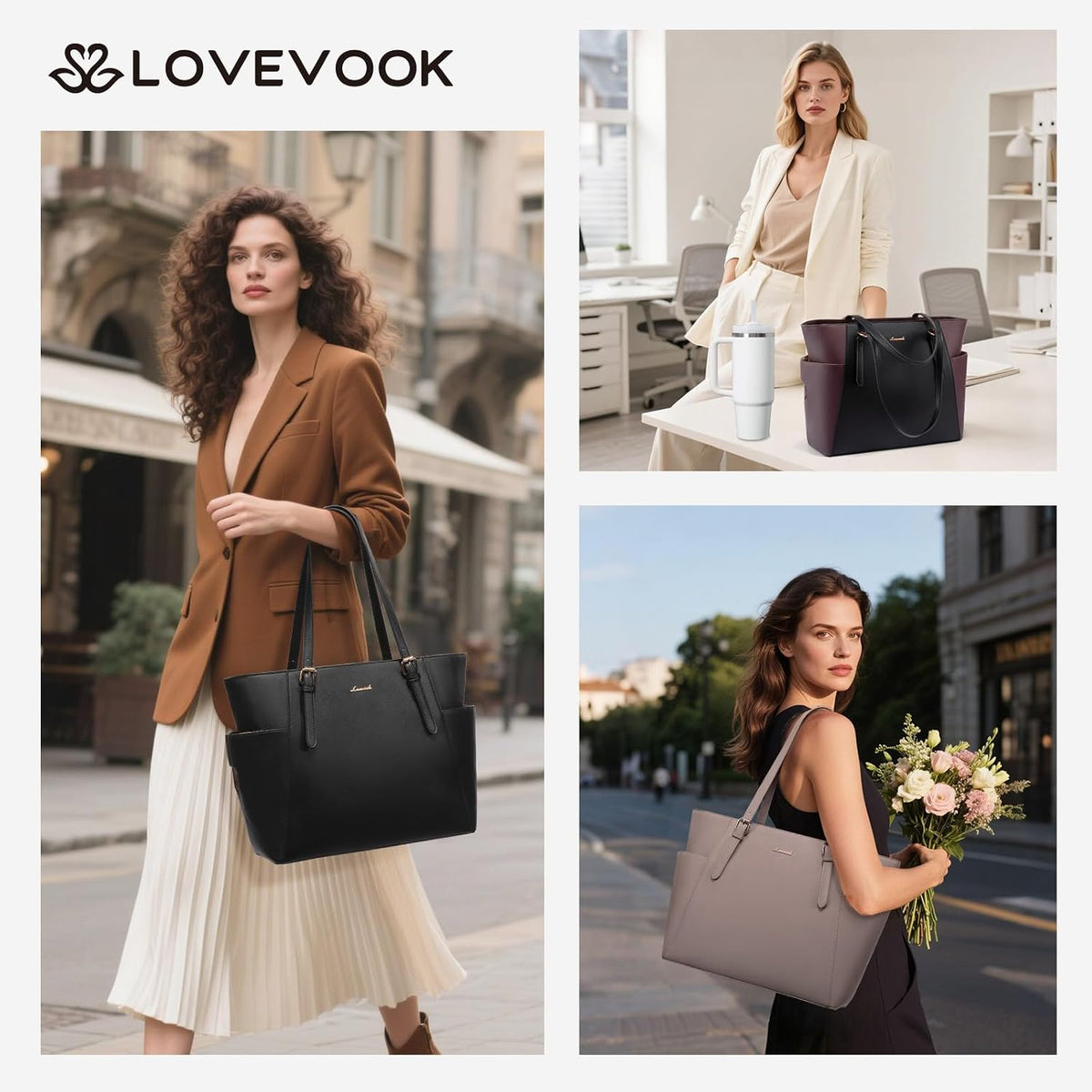 Laptop Tote Bag for Women,Leather Work Computer Briefcase Bag