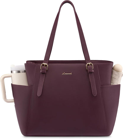 Laptop Tote Bag for Women,Leather Work Computer Briefcase Bag