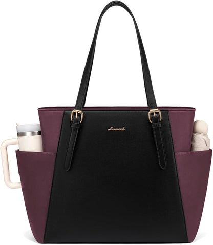 Laptop Tote Bag for Women,Leather Work Computer Briefcase Bag