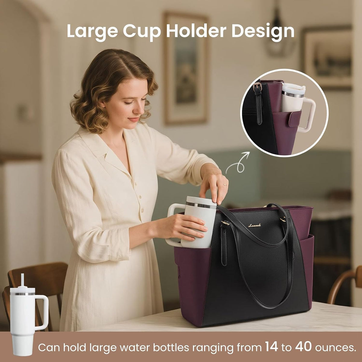Laptop Tote Bag for Women,Leather Work Computer Briefcase Bag