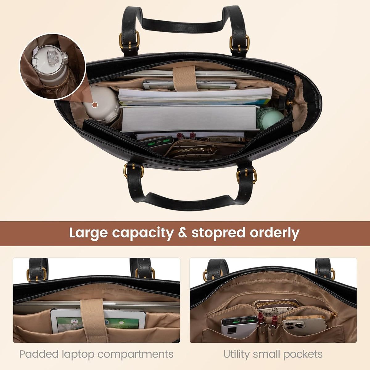 Laptop Tote Bag for Women,Leather Work Computer Briefcase Bag