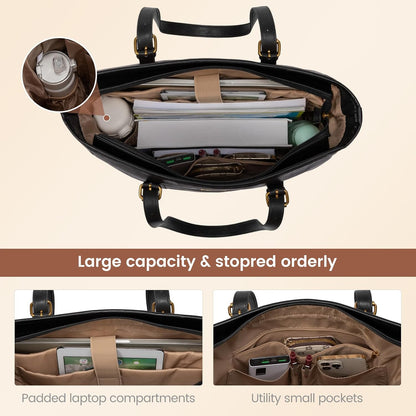 Laptop Tote Bag for Women,Leather Work Computer Briefcase Bag