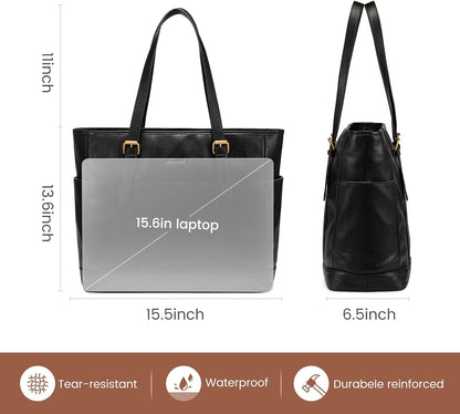 Laptop Tote Bag for Women,Leather Work Computer Briefcase Bag