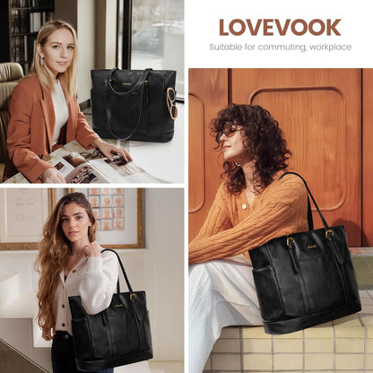 Laptop Tote Bag for Women,Leather Work Computer Briefcase Bag