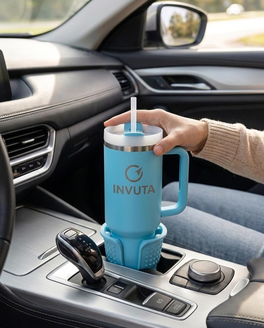 Aurevia 40oz Insulated Tumbler with Handle and Straw – Stainless Steel Vacuum Insulated Cup, Matte Black Travel Mug, Leak-Resistant Lid, Cold 16H Hot 12H