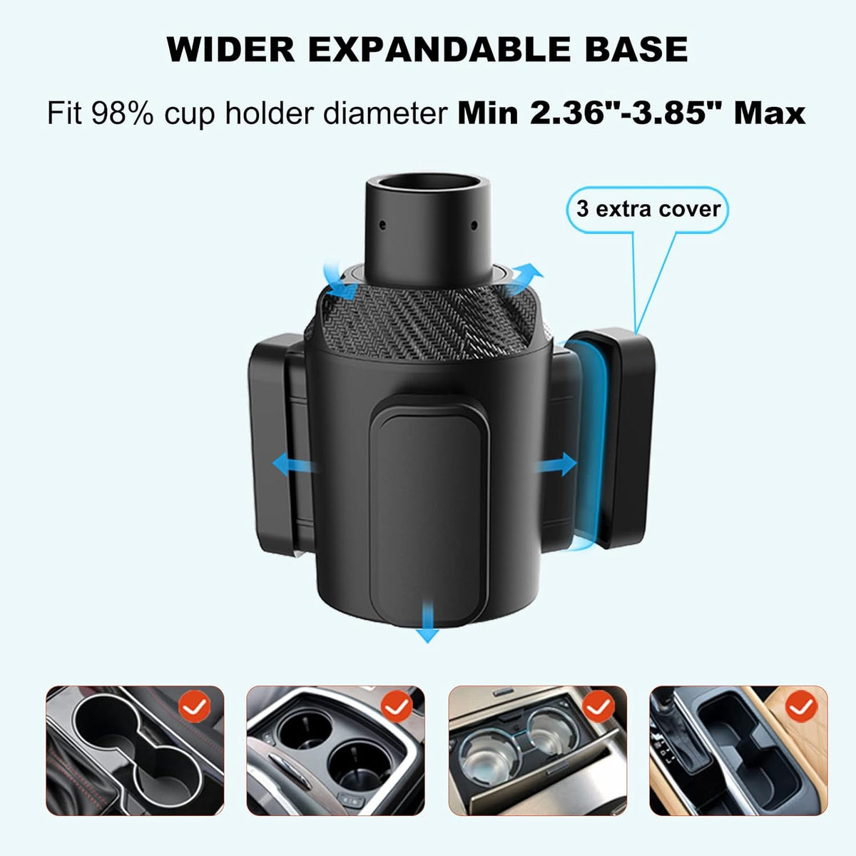 Upgraded 64oz Large Cup Holder Expander with Coaster for Car