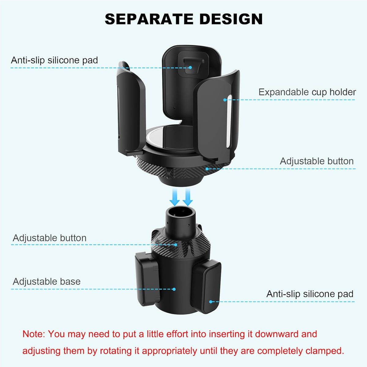 Upgraded 64oz Large Cup Holder Expander with Coaster for Car