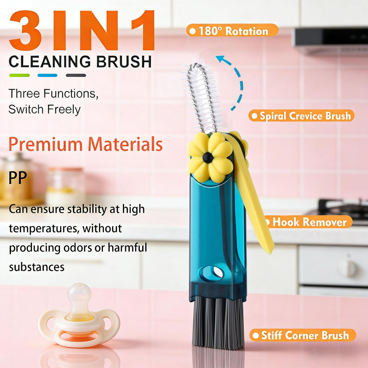 3 in 1 Cup Lid Cleaning Brush - Upgraded Version Cup Lid Brush with Packaging Box, Suitable for All Types of Cups, Bottle Gaps, Portable Travel and Home Kitchen Multifunctional Cleaning Set (3pcs)