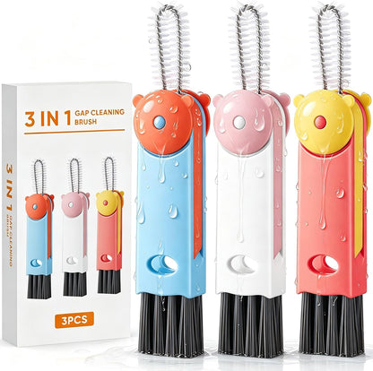 3 in 1 Cup Lid Cleaning Brush - Upgraded Version Cup Lid Brush with Packaging Box, Suitable for All Types of Cups, Bottle Gaps, Portable Travel and Home Kitchen Multifunctional Cleaning Set (3pcs)
