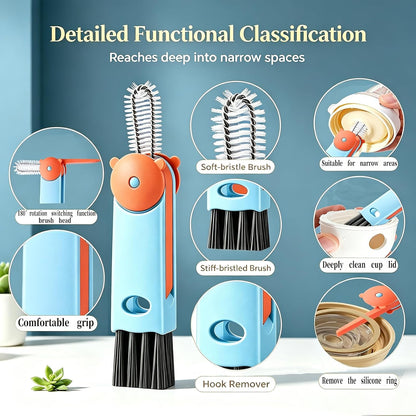 3 in 1 Cup Lid Cleaning Brush - Upgraded Version Cup Lid Brush with Packaging Box, Suitable for All Types of Cups, Bottle Gaps, Portable Travel and Home Kitchen Multifunctional Cleaning Set (3pcs)