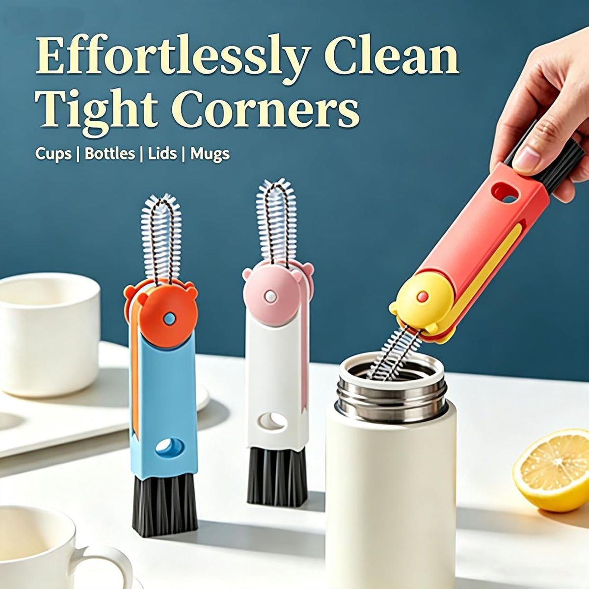 3 in 1 Cup Lid Cleaning Brush - Upgraded Version Cup Lid Brush with Packaging Box, Suitable for All Types of Cups, Bottle Gaps, Portable Travel and Home Kitchen Multifunctional Cleaning Set (3pcs)