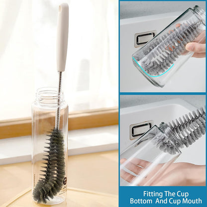 16 inches Long Handle Black Bottle Cleaning Brushes - Perfect for Baby Bottles, Sports Bottles, Glassware, Mugs, Jars, and Stemware