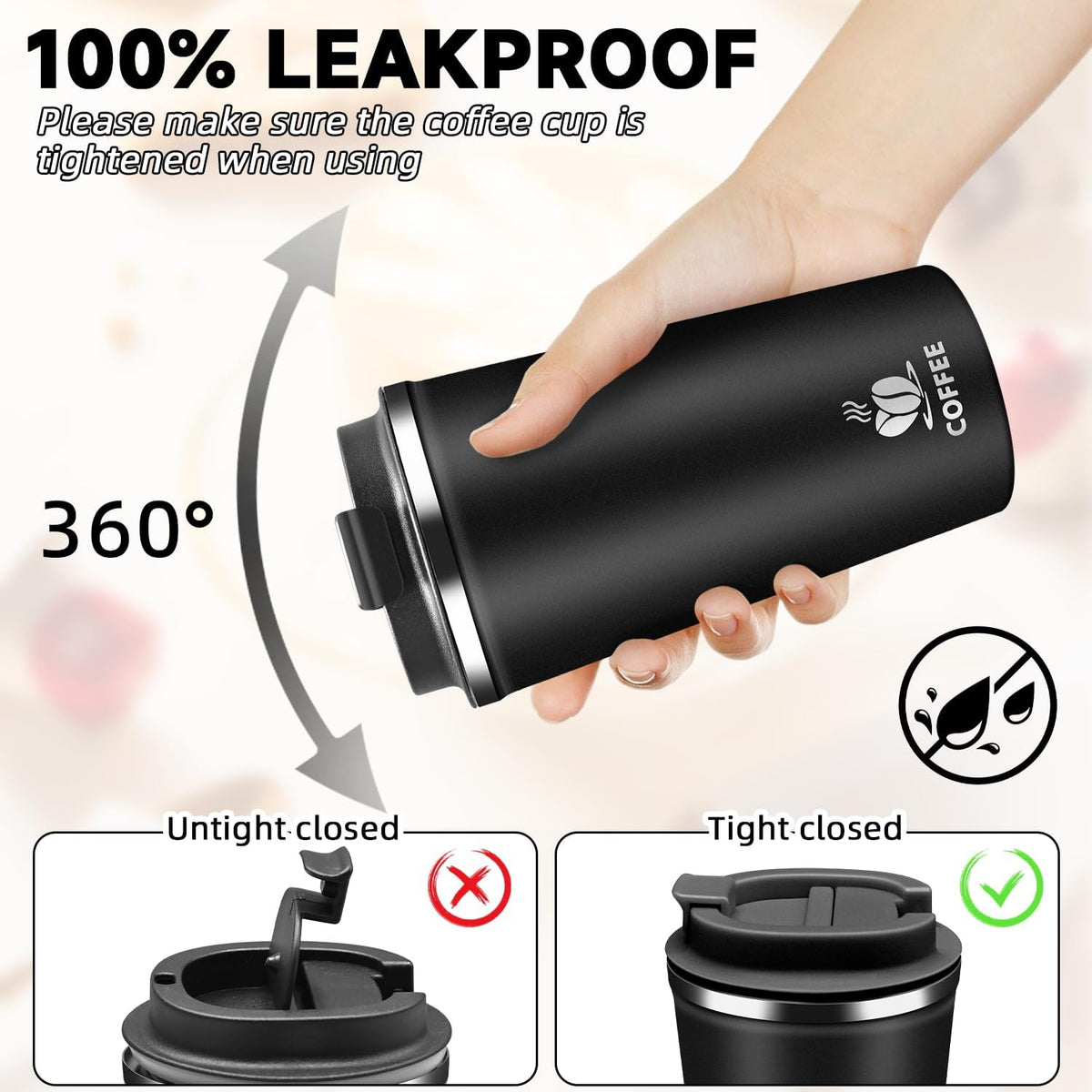 Insulated Travel Coffee Mug Reusable Coffee Tumbler Cup with Flip Lid Leak Proof Spill Proof for Office School Party Camping Hot and Cold Drink,Stainless Steel 17oz (Agave Green)