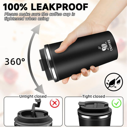 Insulated Travel Coffee Mug Reusable Coffee Tumbler Cup with Flip Lid Leak Proof Spill Proof for Office School Party Camping Hot and Cold Drink,Stainless Steel 17oz (Agave Green)